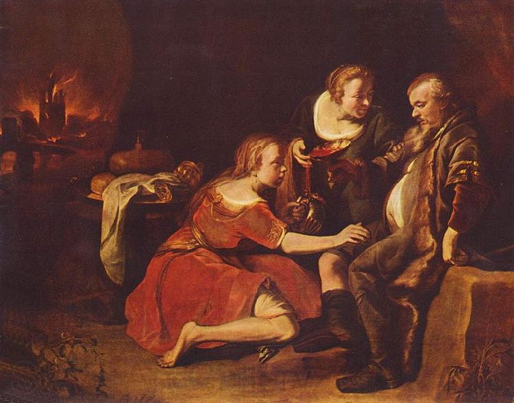 Christoph Paudiss Loth und seine Tochter Spain oil painting art